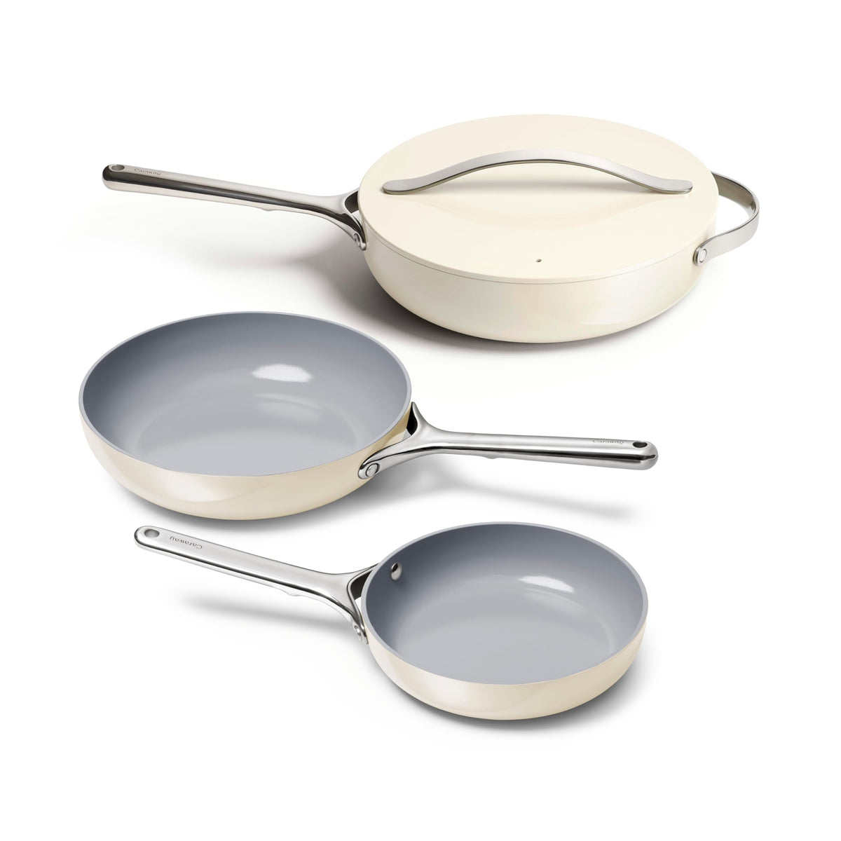 Caraway 4-Piece Fry Pan Set - Non-Stick Frying Pans (10.5 & 8) & Non-Stick Saut Pan - Non Toxic, PTFE & PFOA Free - Oven Safe & Compatible with