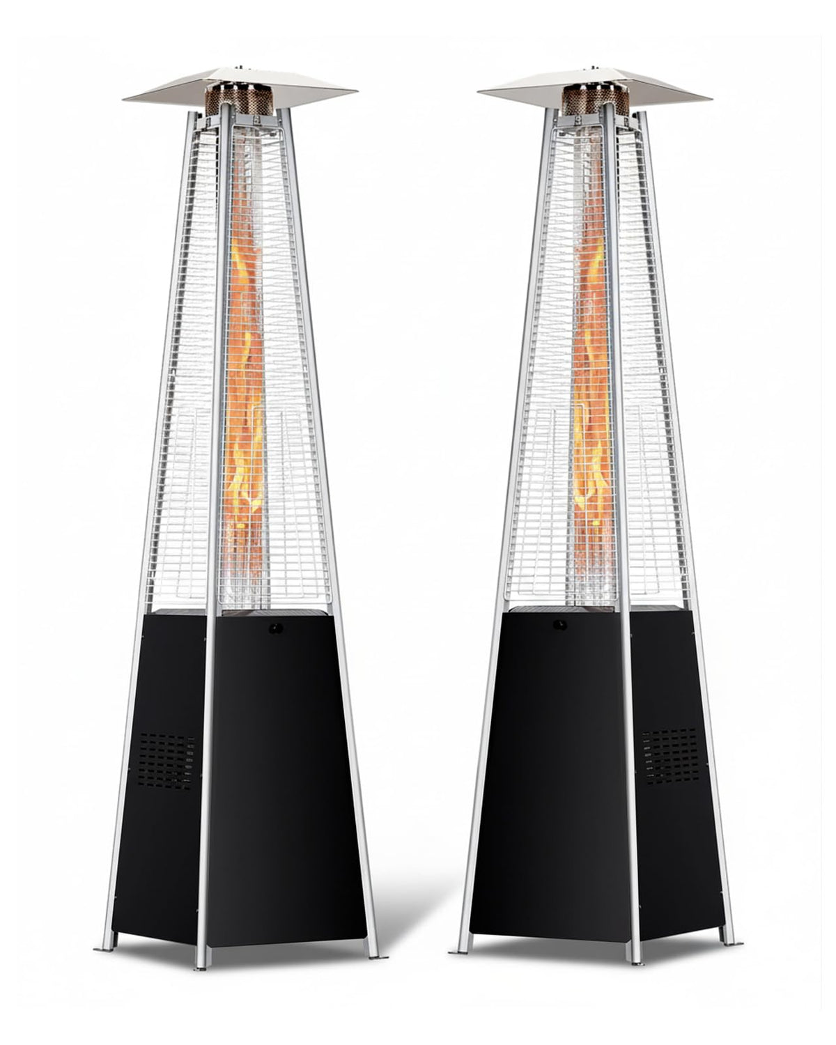 Pyramid Patio Heater, 48000 BTU Fast Heating Outdoor Heater for Large Spaces with Wheels & Weatherproof Cover, Triple Protection System for
