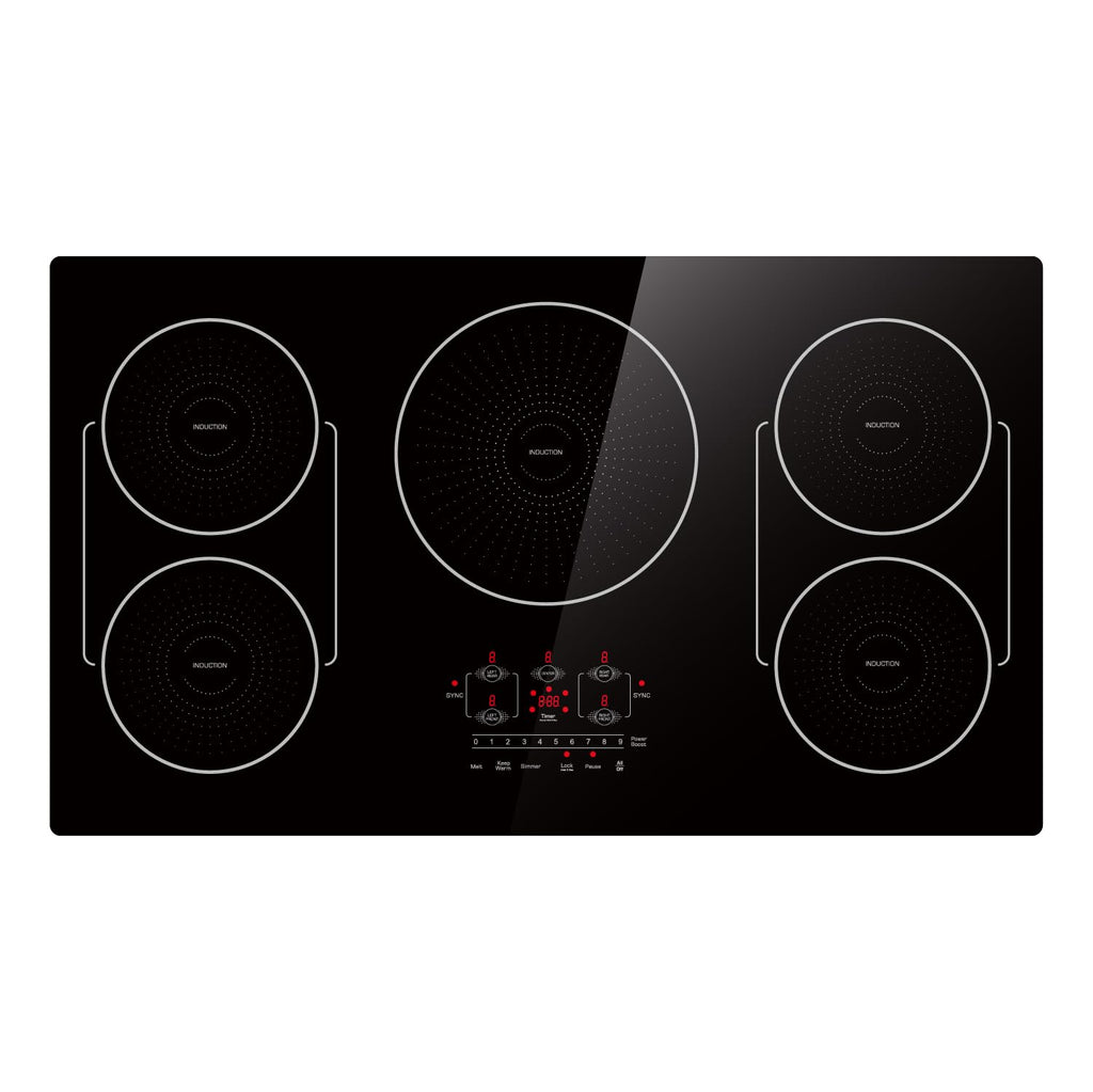 30 Inch Induction Cooktop 4 Burners, Flat Glass Top Electric Stove Hob with Bridge-SYNC, 3 Preset Modes Booster, Timer, Pause, Child Lock, Drop in