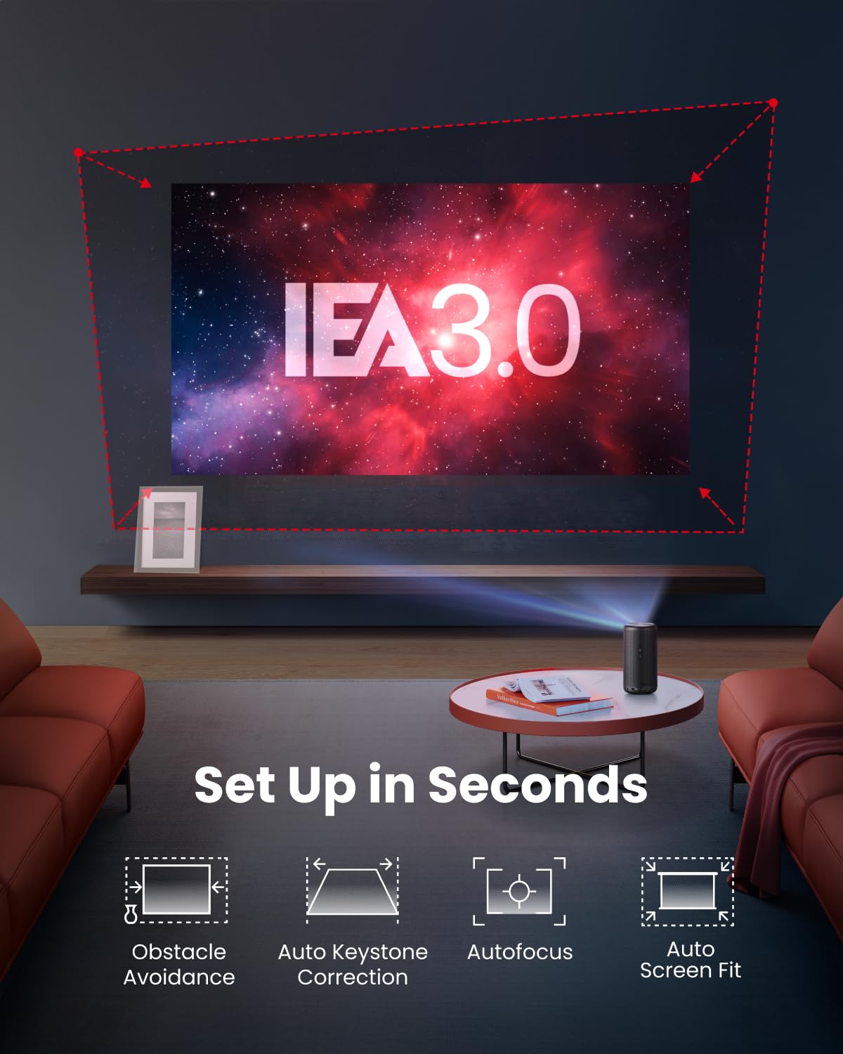 NEBULA Capsule 3 GTV Portable Mini Projector, Netflix Officially Licensed, 1080P Smart Projector with Wi-Fi, 2.5 hrs Battery, 120-Inch Display, Dolby