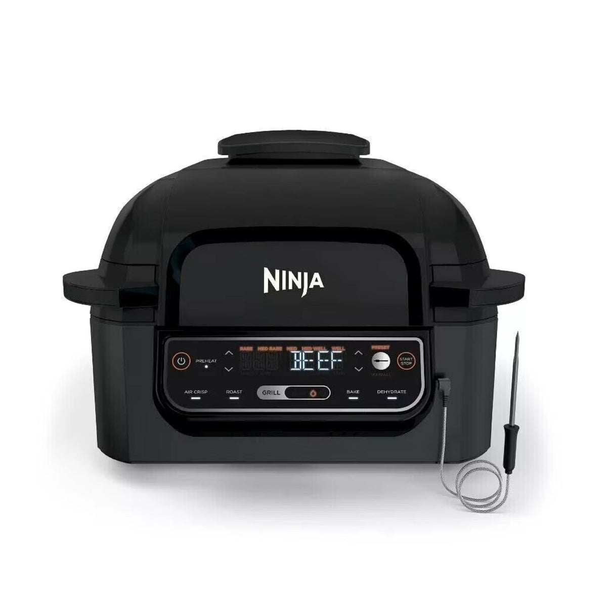 Ninja Foodi Pro 5-in-1 Indoor Integrated Smart Probe, 4-Quart Air Fryer, Roast, Bake, Dehydrate, an Cyclonic Grilling Technology, with 4 Steaks