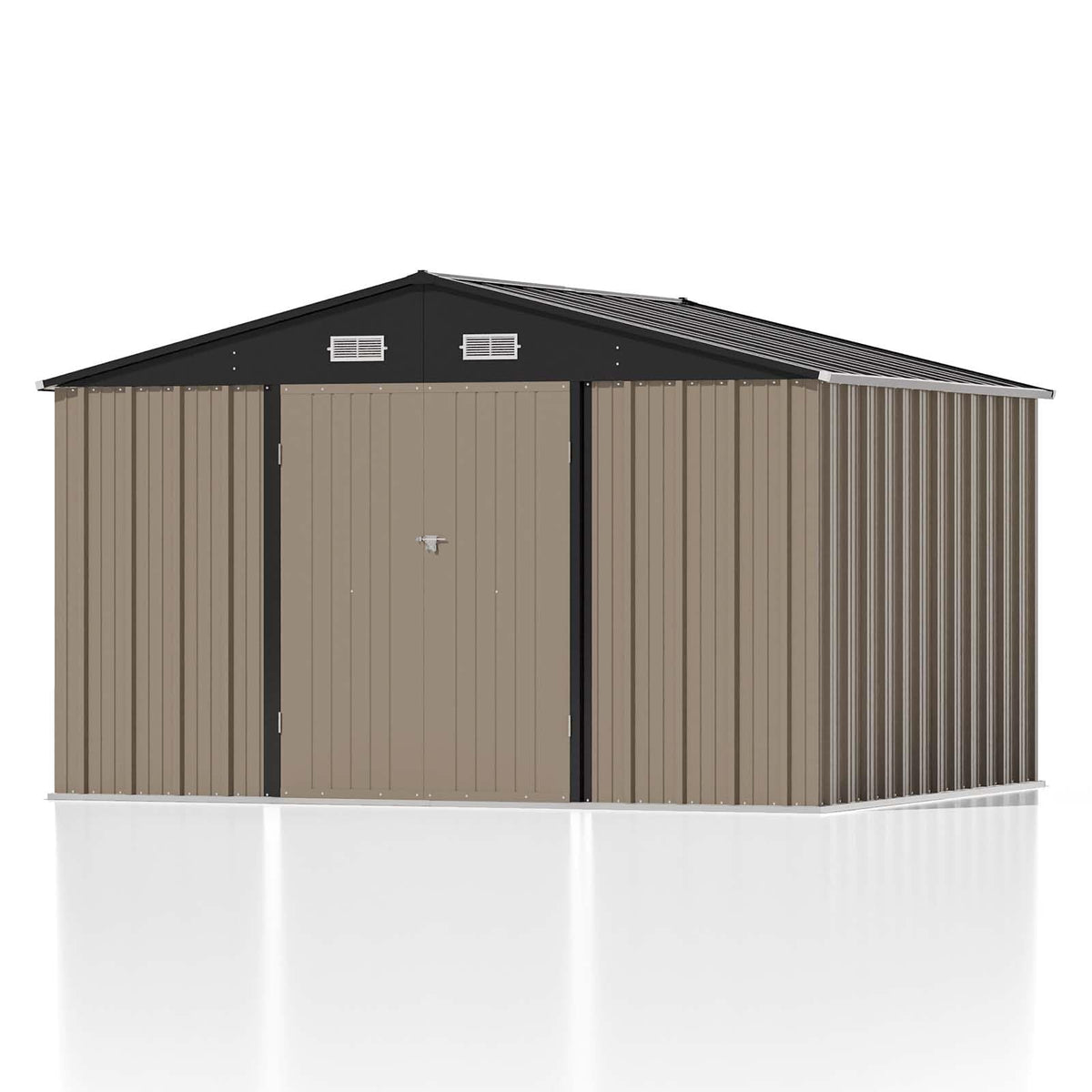 Patiowell 10 x 12 FT Metal Storage Shed for Outdoor, Steel Yard Shed with Design of Lockable Doors, Utility and Tool Storage for Garden, Backyard