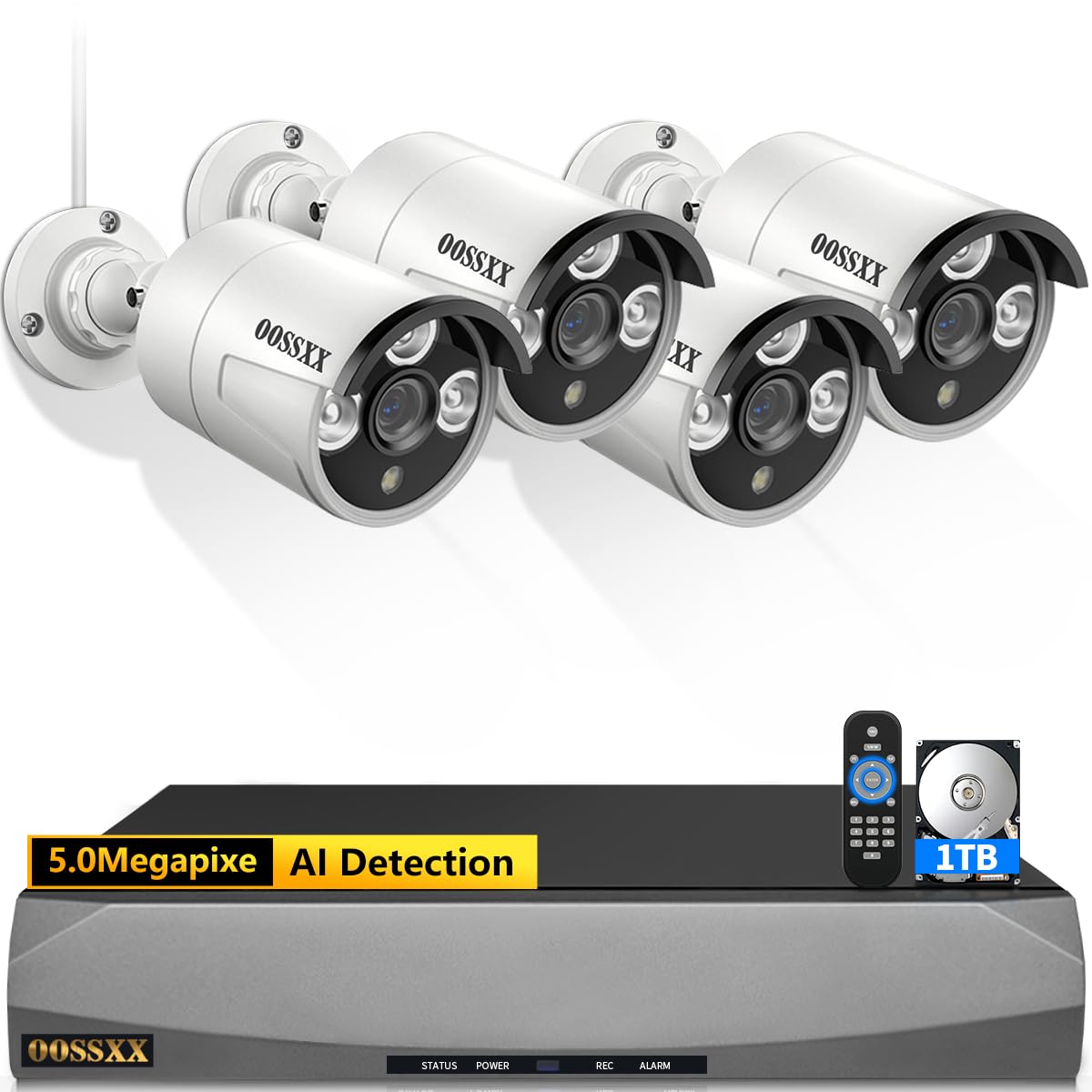 OOSSXX (4K/8.0 Megapixel & 130 Ultra Wide-Angle) 2-Way Audio PoE Outdoor Home Security Camera System Wired Outdoor Video Surveillance IP Cameras