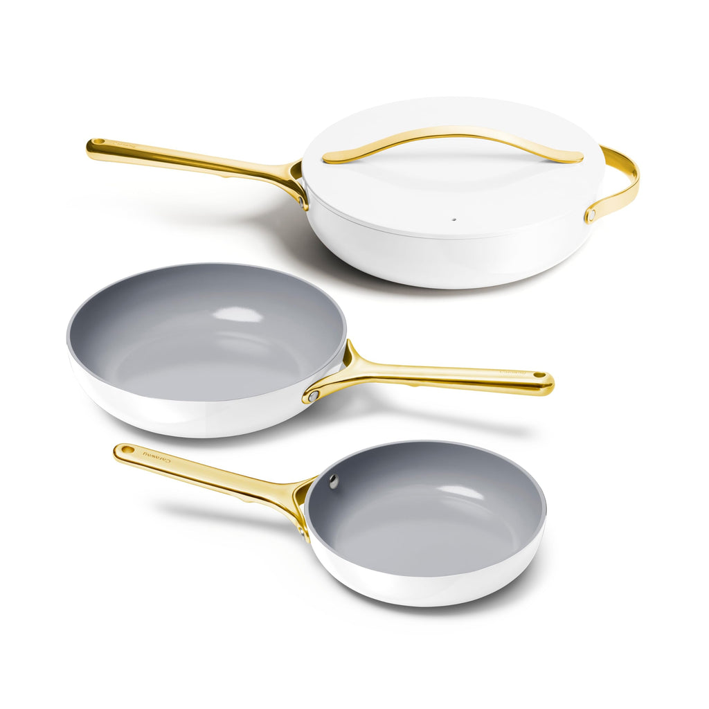 Caraway 4-Piece Fry Pan Set - Non-Stick Frying Pans (10.5 & 8) & Non-Stick Saut Pan - Non Toxic, PTFE & PFOA Free - Oven Safe & Compatible with