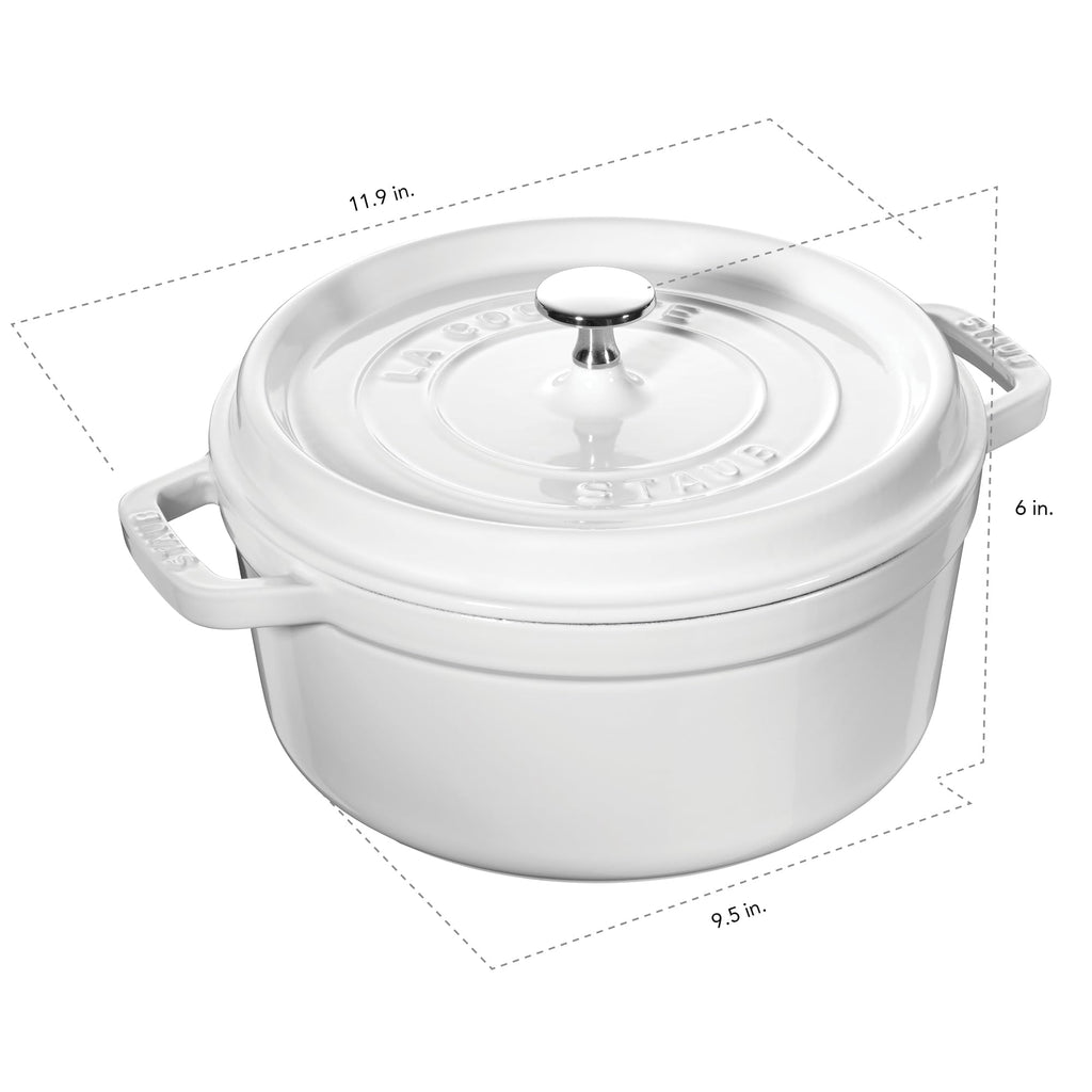 Staub Cast Iron 7-qt Round Cocotte - White Truffle, Made in France