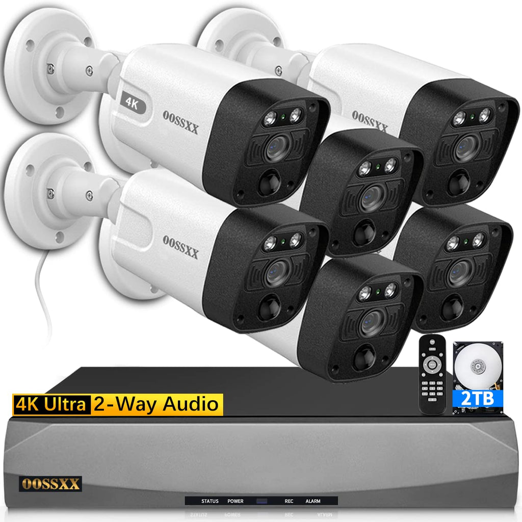 OOSSXX (4K/8.0 Megapixel & 130 Ultra Wide-Angle) 2-Way Audio PoE Outdoor Home Security Camera System Wired Outdoor Video Surveillance IP Cameras
