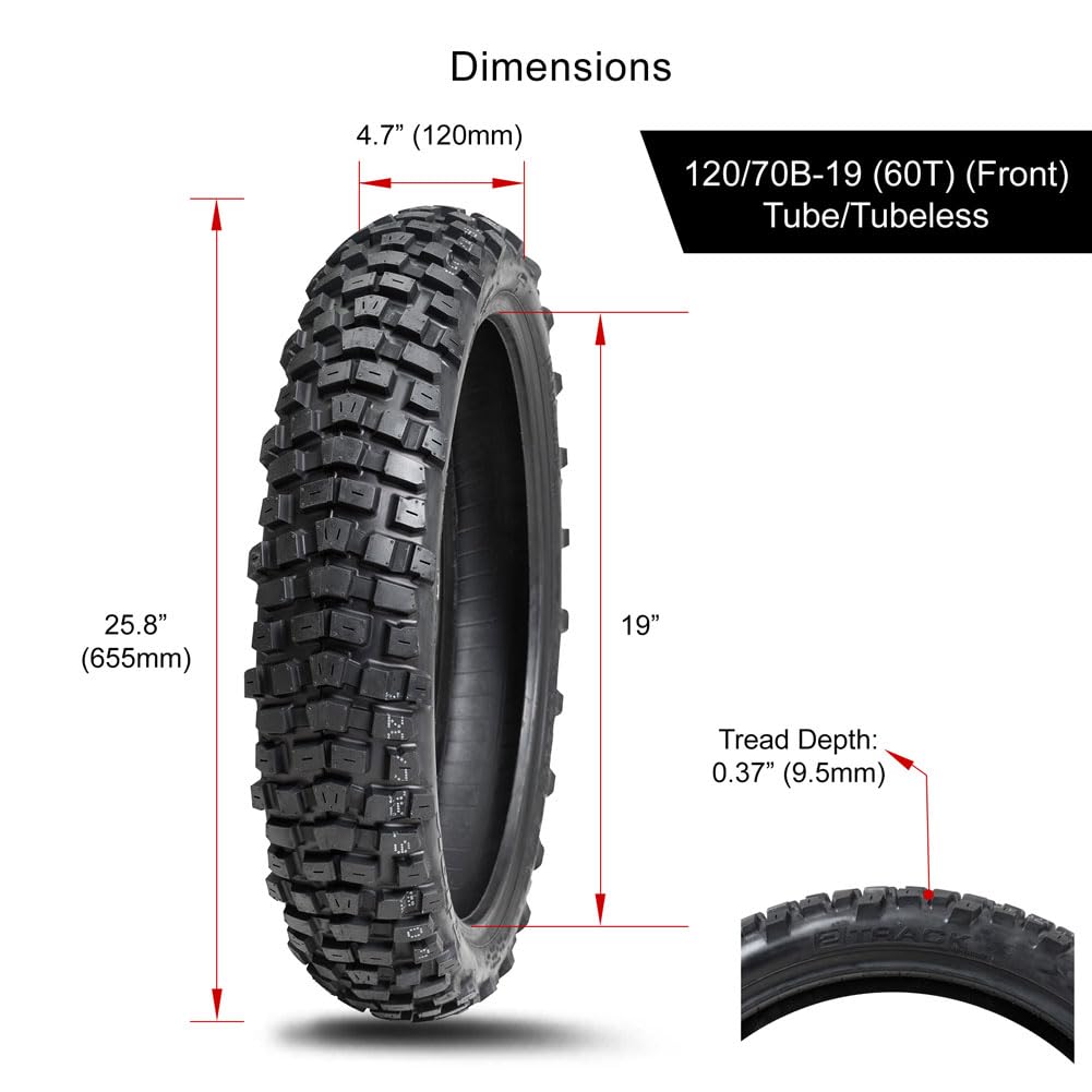 Tusk 2Track Adventure Motorcycle Tire Set ¨C 90/90-21 Front & 130/80-17 Rear ¨C Dual-Sport Off-Road Tires