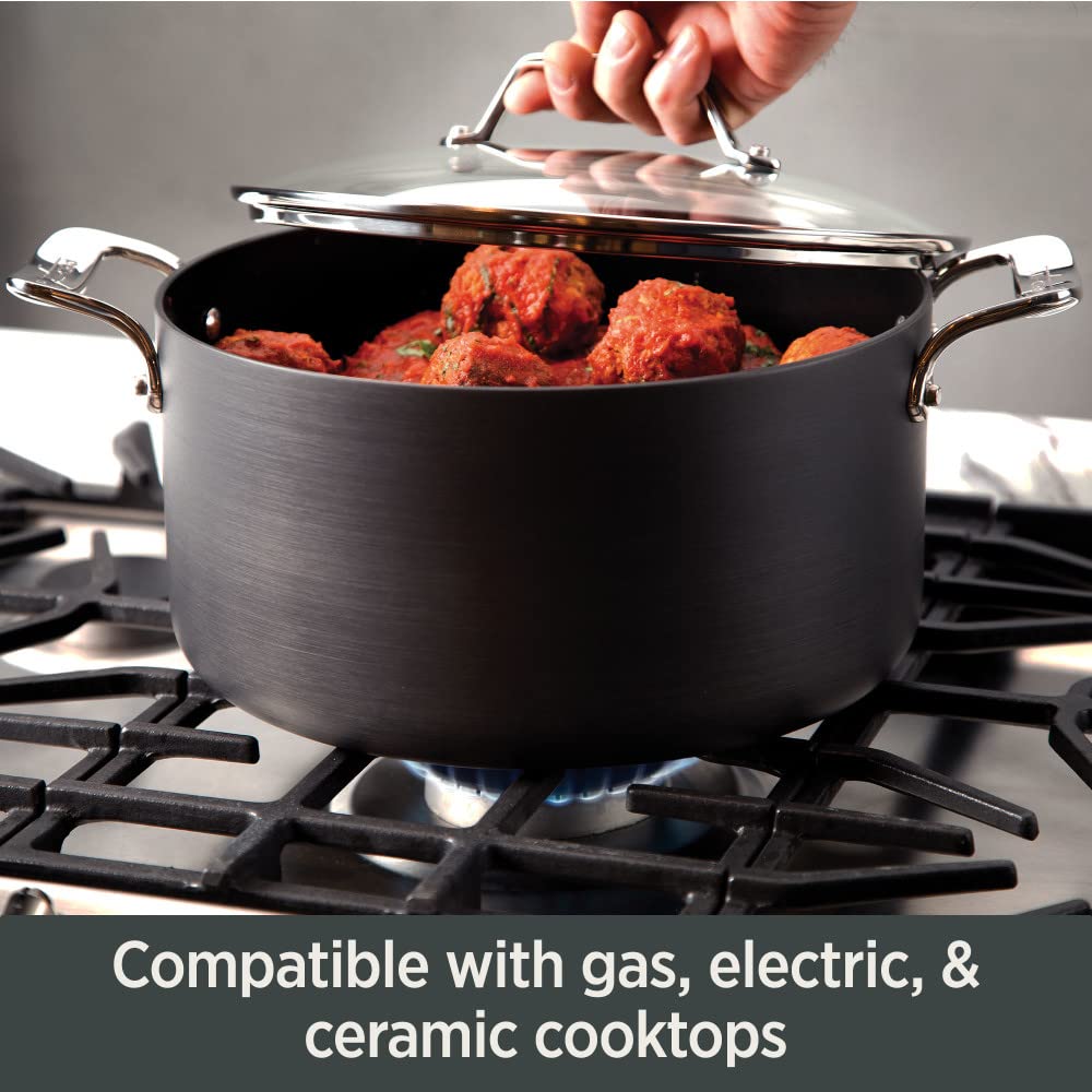 All-Clad HA1 Hard Anodized Nonstick Pots and Pans Set Non Stick Cookware Sets, Oven Broiler Safe 500F, Black