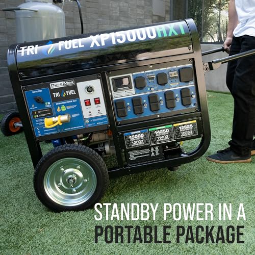 DuroMax XP13000HX 13,000-Watt Dual Fuel Portable Generator - Gas & Propane, Electric Start, Whole Home Power Backup, Transfer Switch Ready, RV &