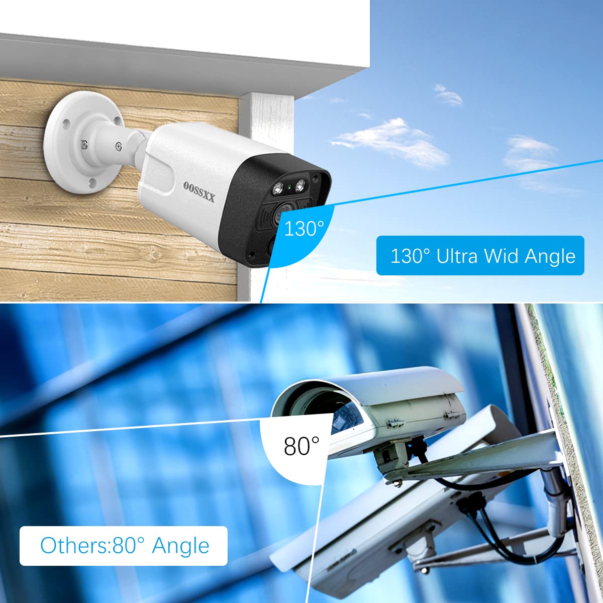 OOSSXX (4K/8.0 Megapixel & 130 Ultra Wide-Angle) 2-Way Audio PoE Outdoor Home Security Camera System Wired Outdoor Video Surveillance IP Cameras