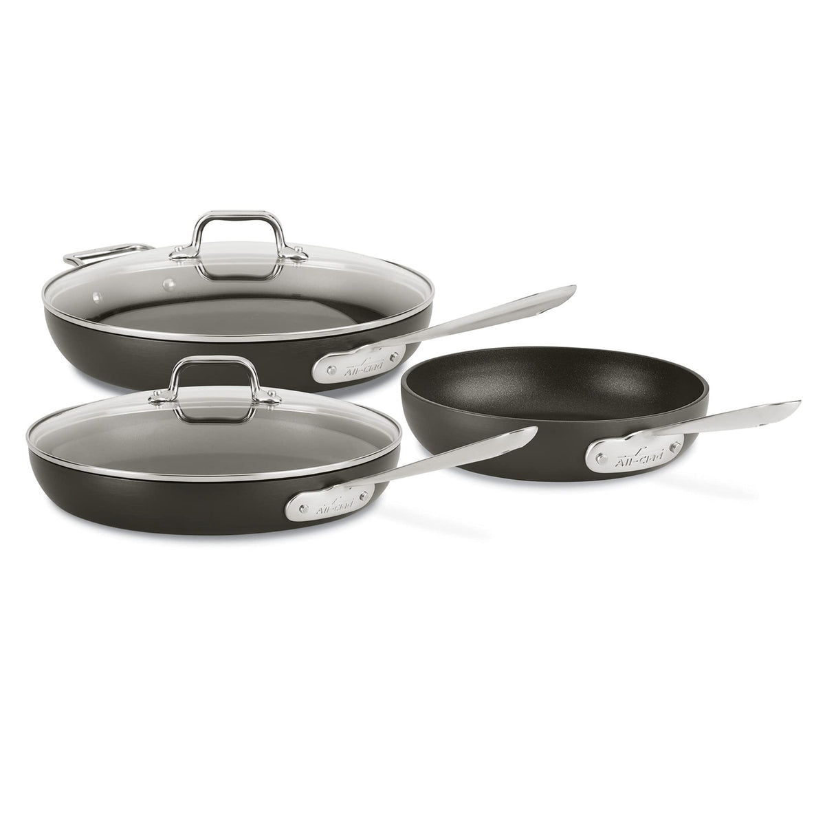All-Clad HA1 Hard Anodized Nonstick Pots and Pans Set Non Stick Cookware Sets, Oven Broiler Safe 500F, Black
