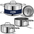 LEGEND COOKWARE 5-Ply Stainless Steel Cookware Set, 12-Piece Pots and Pans Set - Induction Compatible, Oven Safe 800F - Non-Toxic, No Coatings