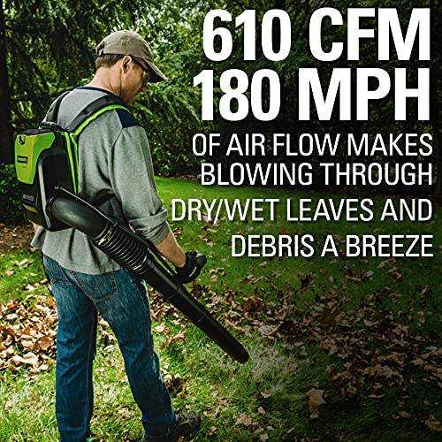Greenworks 80V (750 CFM) Backpack Blower, 4.0Ah Battery and 4A Charger
