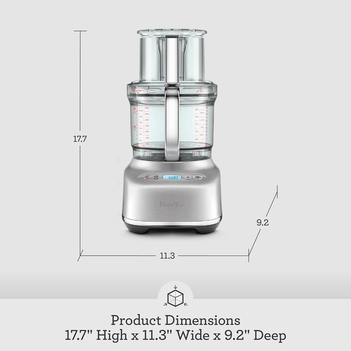 Breville BFP838 Paradice 16 Cup Food Processor and Dicer, Large, Brushed Stainless Steel