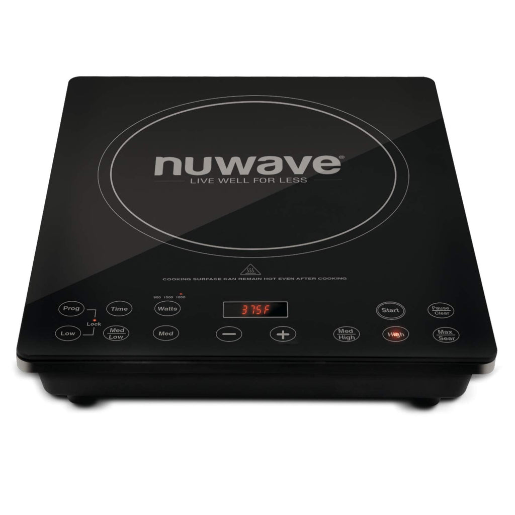 Nuwave Double Cooktop Induction Countertop Burner, Portable, 900 & 1800W, 100F to 575F, Large 8 Heating Coil, 50 Pre-Programmed Settings, Shatter