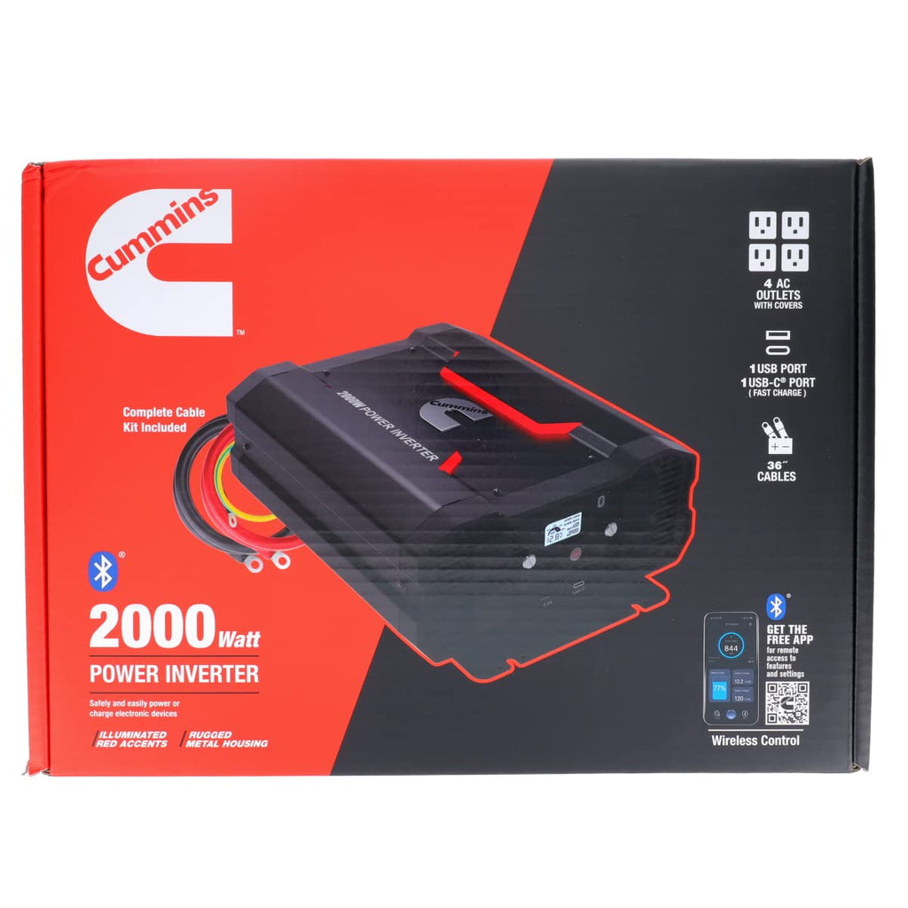 Cummins 5000 Watts Inverter Modified Sine Wave Truck Inverter 12 Volts to 110 Volts Four AC Outlets Two USB Ports (Plus Cable Kit)- CMN5000W