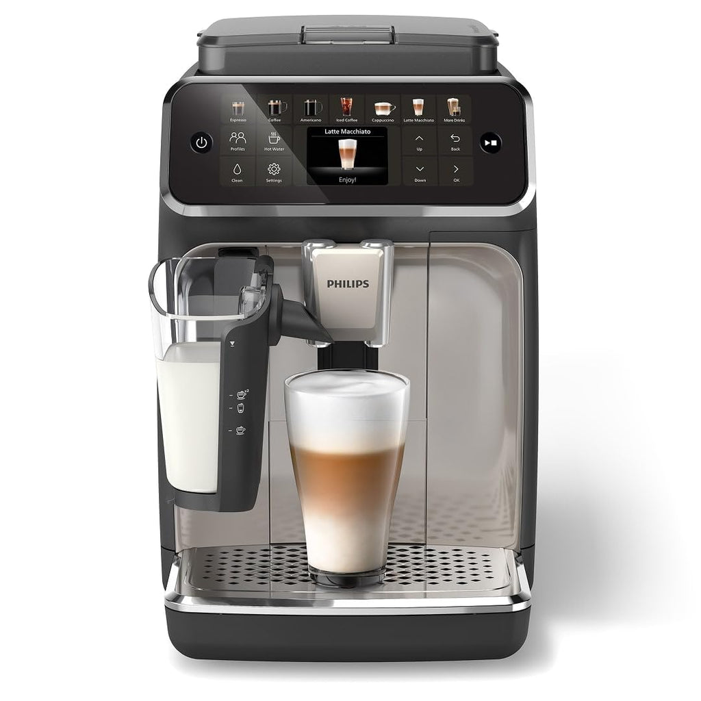 Philips 4400 Series Fully Automatic Espresso Machine, LatteGo Milk System, Integrated Grinder, 12 Hot & Iced Coffee Pre-Sets, Quick Start, SilentBrew