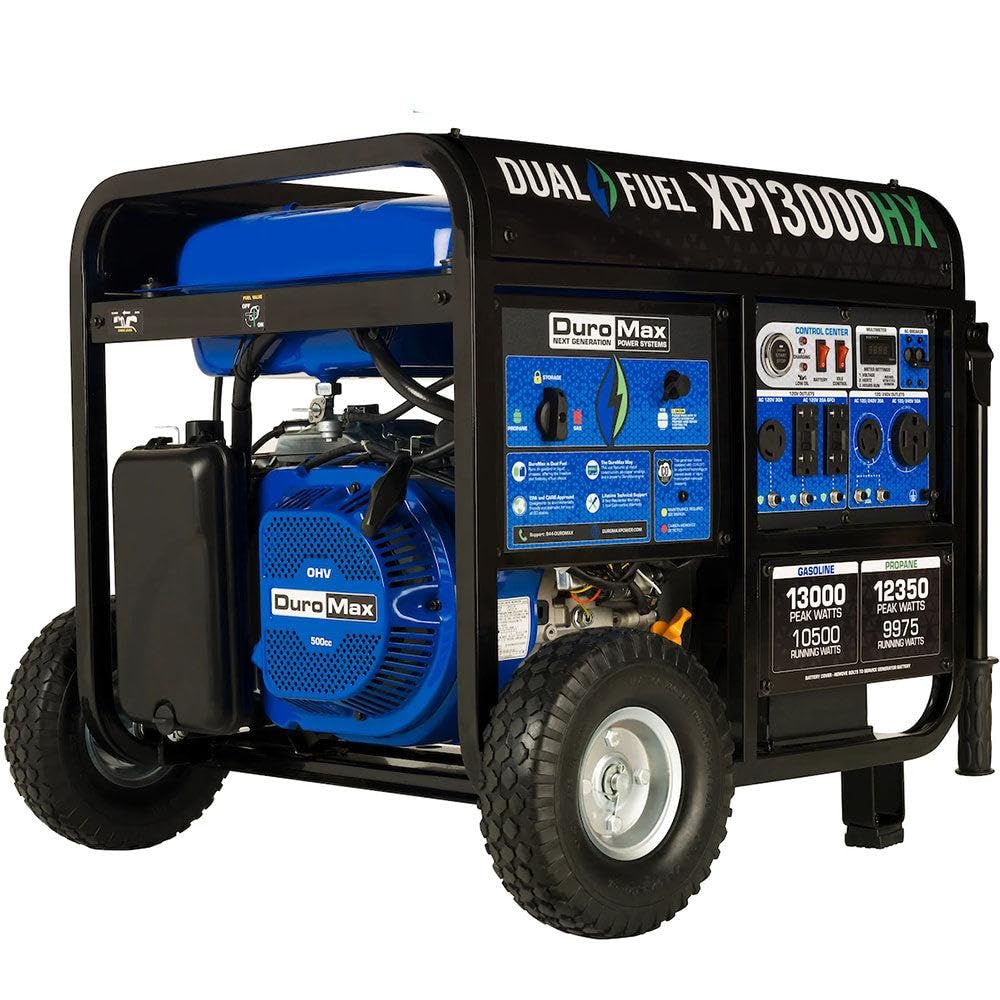 DuroMax XP13000HX 13,000-Watt Dual Fuel Portable Generator - Gas & Propane, Electric Start, Whole Home Power Backup, Transfer Switch Ready, RV &