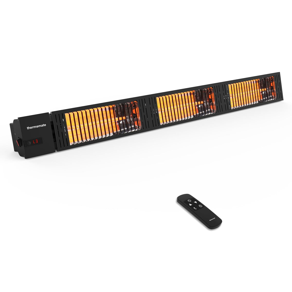 ThermoMate Infrared Electric Patio Heater, 3000W Carbon Fiber Heating for Outdoor/Indoor, Porch, Deck, Garage with Remote 24 Hours Timer, Hard Wired