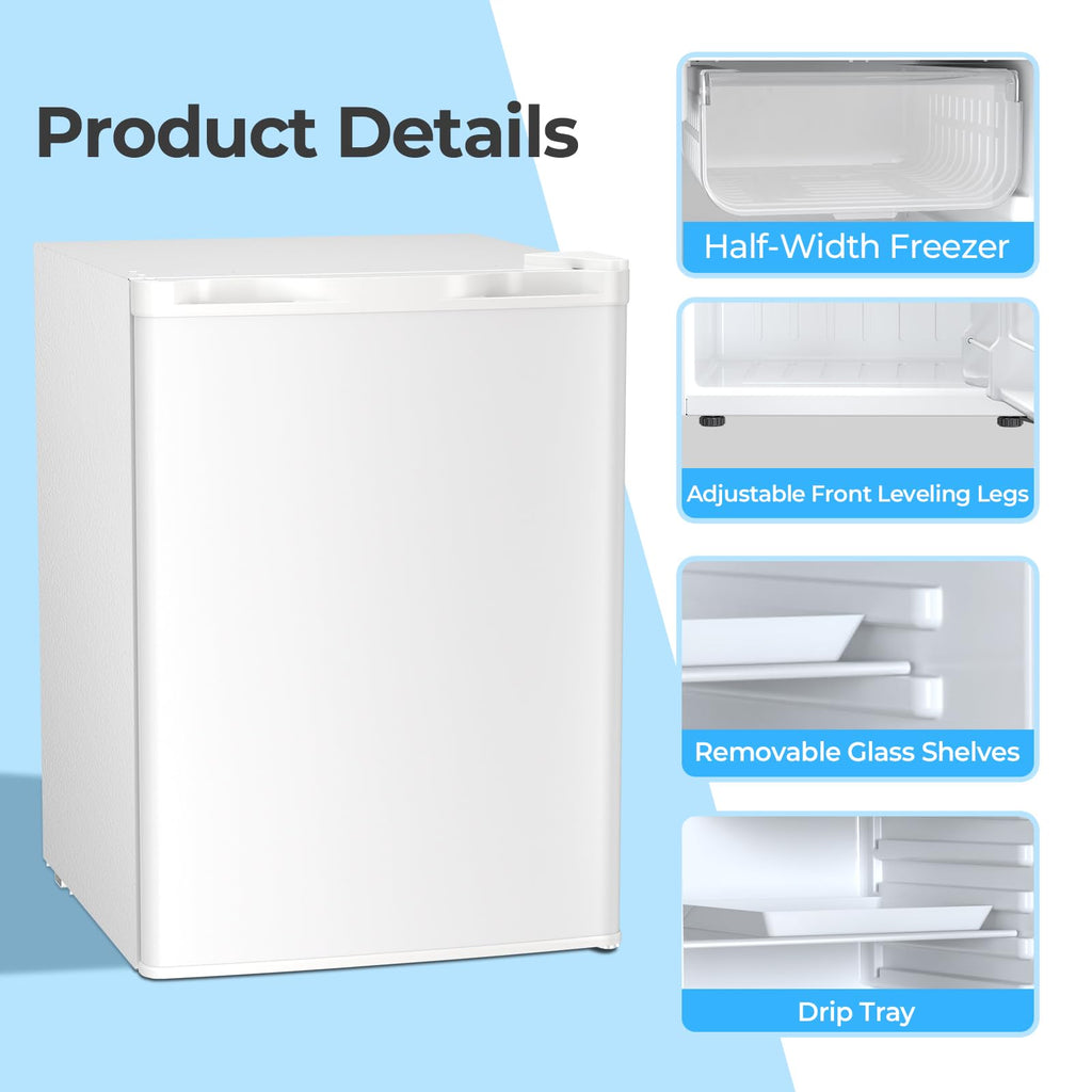 Antarctic Star 3.2 Cu.Ft. Mini Fridge with Freezer, Small Refrigerators with Adjustable Thermostat, Low Noise, Energy Saving, Compact Refrigerators