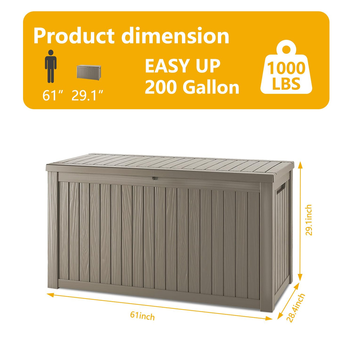 Mersco 320 Gallon Double-Wall Resin Deck Box - Lockable Waterproof Outdoor Storage Box, 1000lbs Capacity & Doubles as Seating for Patio Furniture