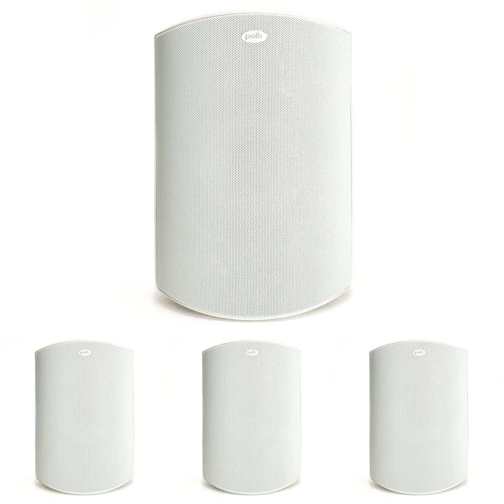 Polk Audio Atrium 4 Weatherproof Outdoor Speakers with Powerful Bass (Pair, Black), All-Weather Durability, Broad Sound Coverage, Speed-Lock Mounting