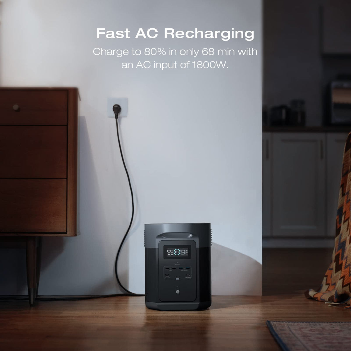 EF ECOFLOW Portable Power Station DELTA 3 Max, 2048Wh LiFePO4 Battery, Solar Generator (Solar Panel Optional), 3400W X-Boost Output, Ultra-Fast 0-80%