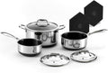 HexClad Hybrid Nonstick 6-Piece Pot Set with 2 Silicone Trivets, 2, 3, and 8-Quart Pots with Tempered Glass Lids, Stay-Cool Handles, Dishwasher
