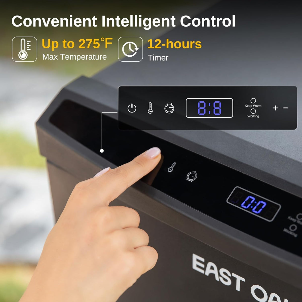 EAST OAK 30-inch Electric Smoker, Outdoor Smoker with Convenient Side Wood Chip Loader, 725 Sq Inches of Cooking, Digital Control and 4 Removable
