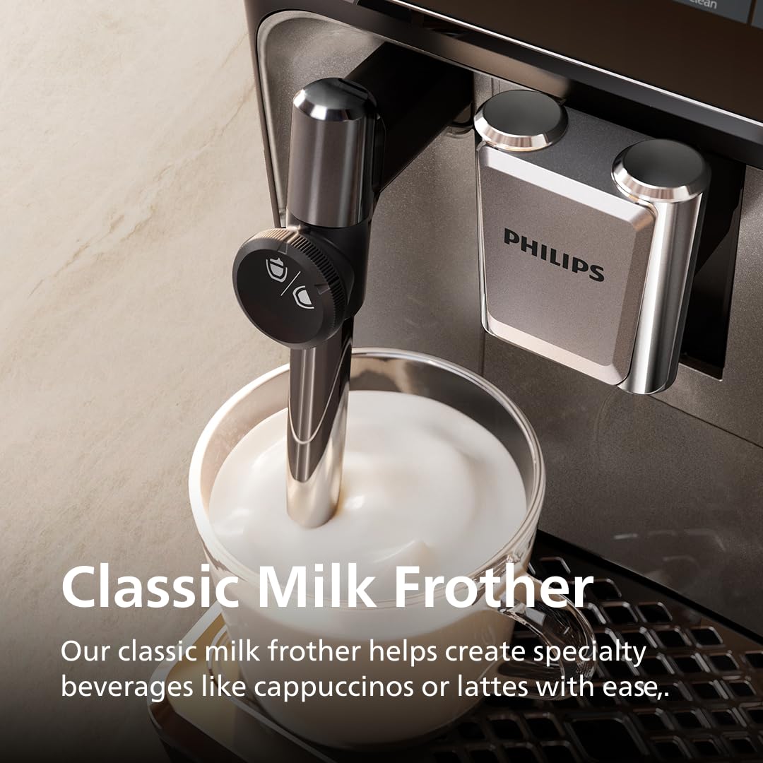 Philips 3300 Series Fully Automatic Espresso Machine with LatteGo Milk System and integrated grinder, 6 Hot & Iced Coffee Pre-Sets, 40% Quieter