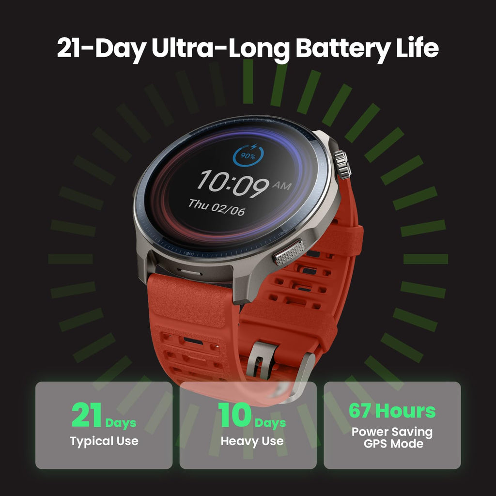 Amazfit Balance 2 Smart Watch 47mm AMOLED Sapphire Glass Display, Offline Maps, Dual Band GPS, 21 Days Battery, 170+ Sport Modes, Hyrox & Golf Mode