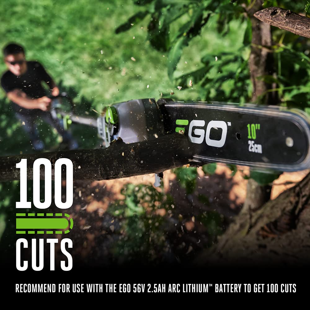 EGO Power+ Pole Saw, Cordless Electric Pole Saw for Tree Trimming with Telescopic LED Cut Line Indicator, Includes 56V 2.5Ah Battery and Charger