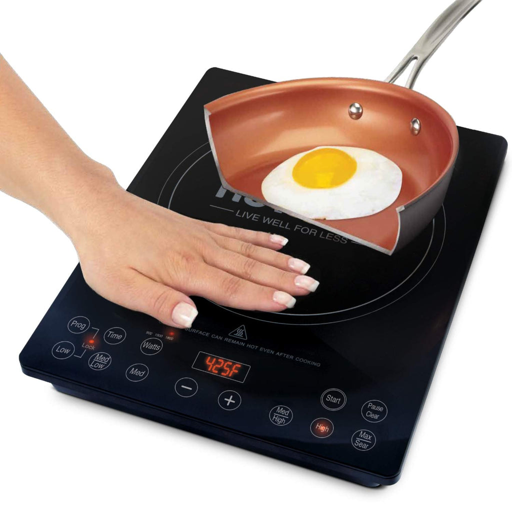 Nuwave Double Cooktop Induction Countertop Burner, Portable, 900 & 1800W, 100F to 575F, Large 8 Heating Coil, 50 Pre-Programmed Settings, Shatter