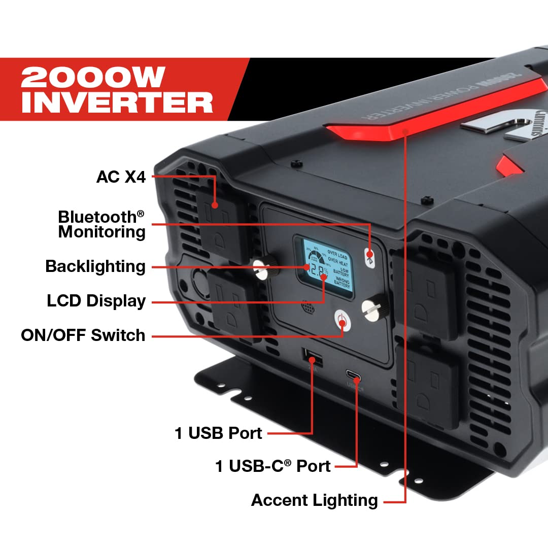 Cummins 5000 Watts Inverter Modified Sine Wave Truck Inverter 12 Volts to 110 Volts Four AC Outlets Two USB Ports (Plus Cable Kit)- CMN5000W
