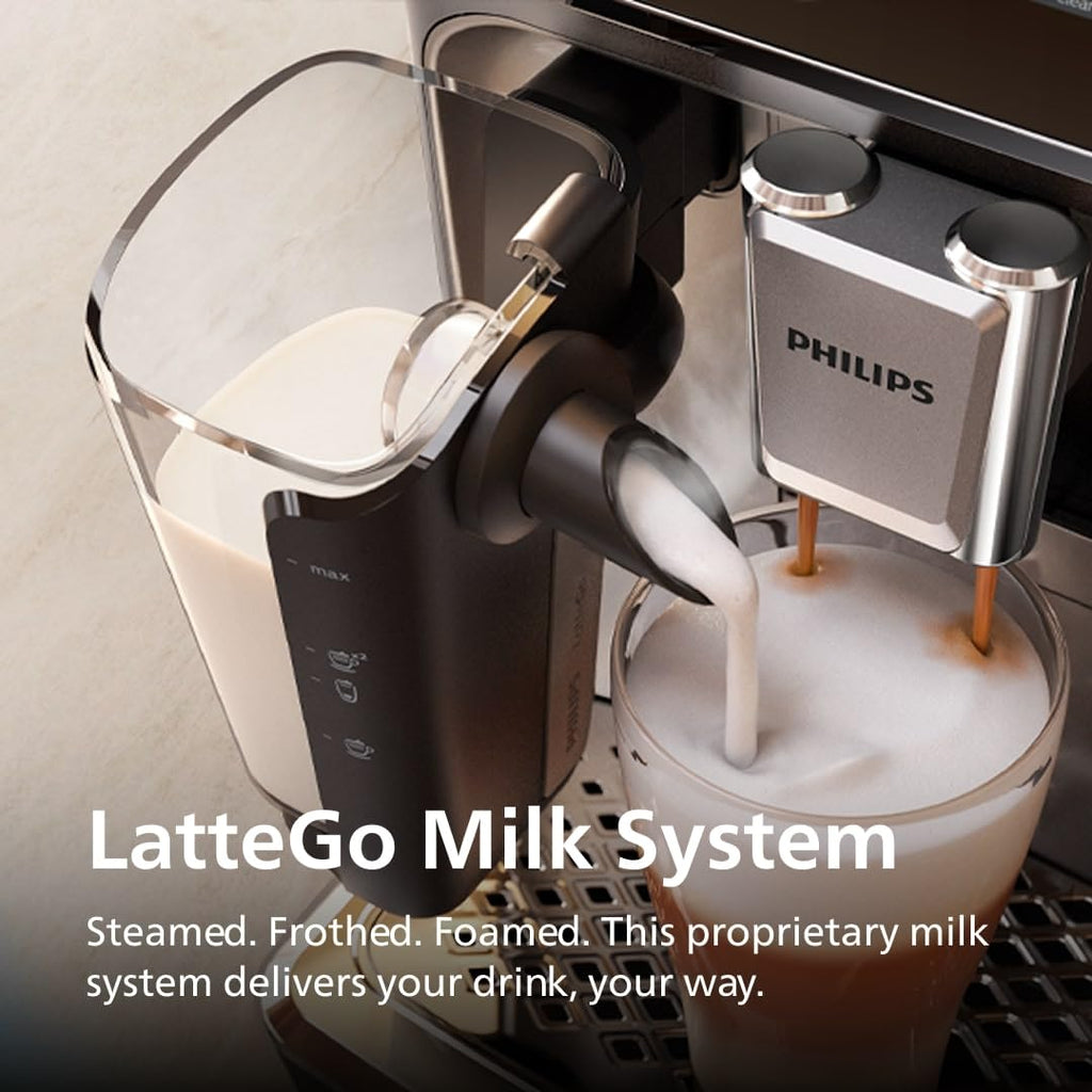 Philips 4400 Series Fully Automatic Espresso Machine, LatteGo Milk System, Integrated Grinder, 12 Hot & Iced Coffee Pre-Sets, Quick Start, SilentBrew