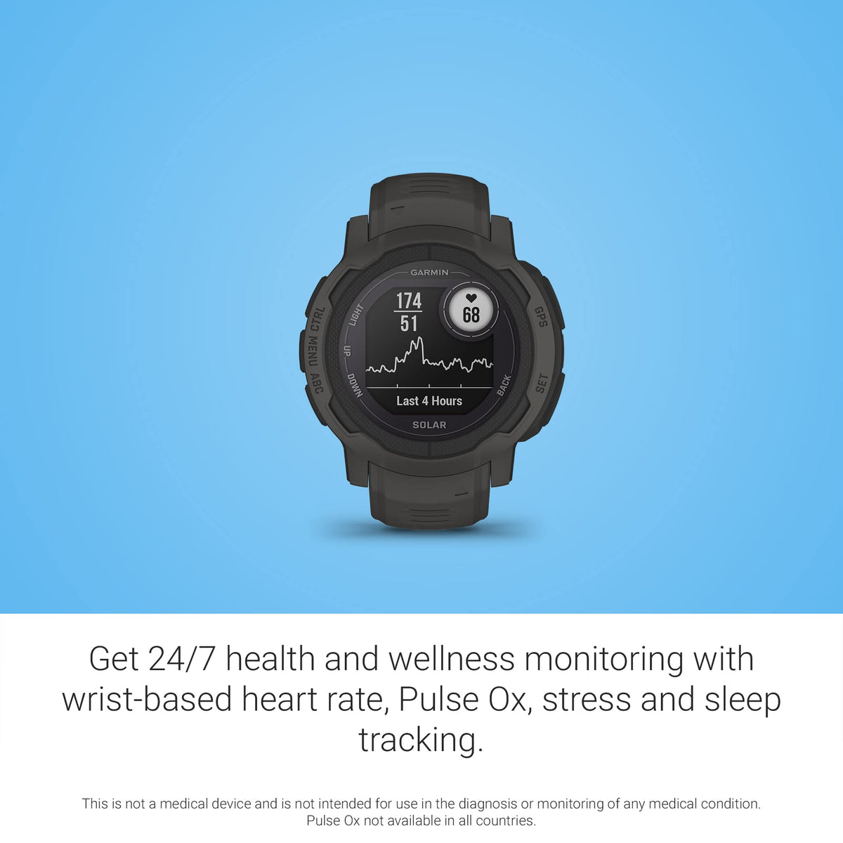 Garmin Instinct 2 Solar, Smaller-Sized Rugged Outdoor Watch with GPS, with Solar Charging Capabilities, Built for All Elements, Multi-GNSS Support