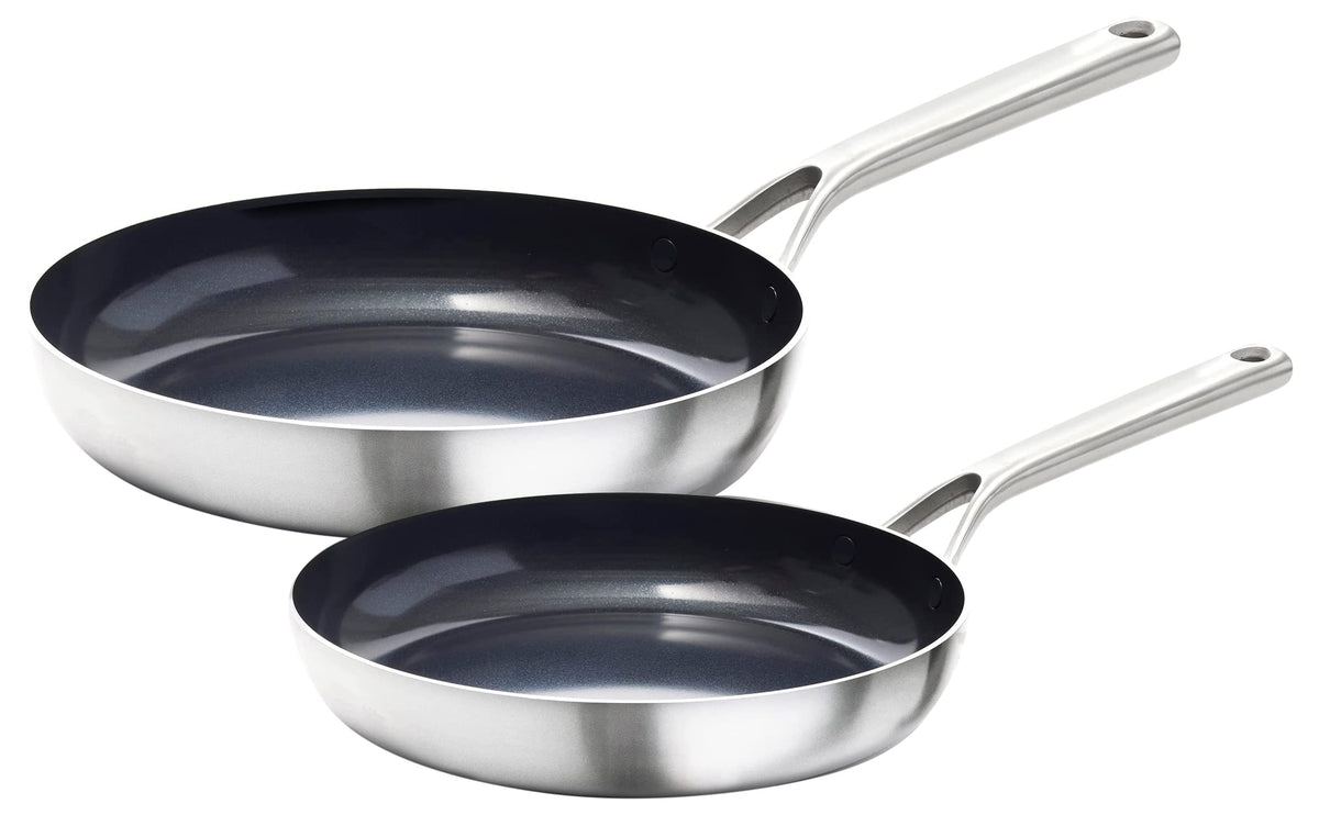 OXO Mira Tri-ply Stainless Steel, 10 Piece Cookware Pots and Pans Set, Skillets, Saute, Saucepans, Lids,Incl Ceramic Nonstick Frying Pan,Induction