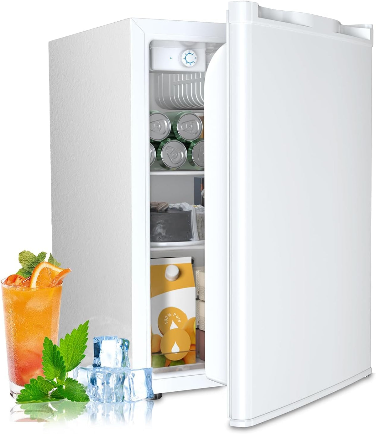 Antarctic Star 3.2 Cu.Ft. Mini Fridge with Freezer, Small Refrigerators with Adjustable Thermostat, Low Noise, Energy Saving, Compact Refrigerators