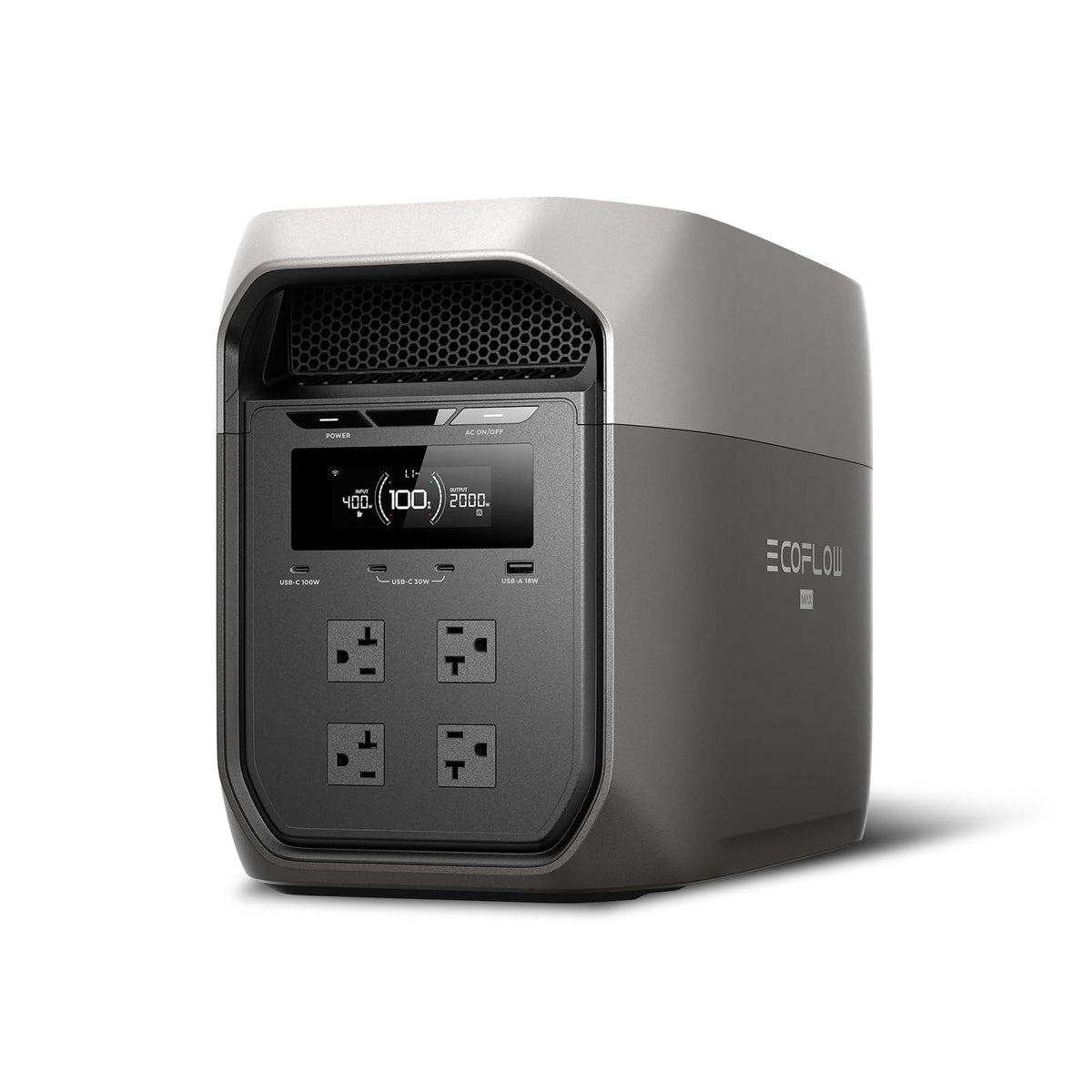 EF ECOFLOW Portable Power Station DELTA 3 Max, 2048Wh LiFePO4 Battery, Solar Generator (Solar Panel Optional), 3400W X-Boost Output, Ultra-Fast 0-80%