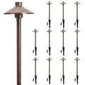 Gardencoin Solid Brass Low Voltage Pathway Lights (6.7'' Shade, 21.9'' Tall), 12V AC/DC Heavy Duty LED Landscape Path Lights Outdoor Wired, Antique