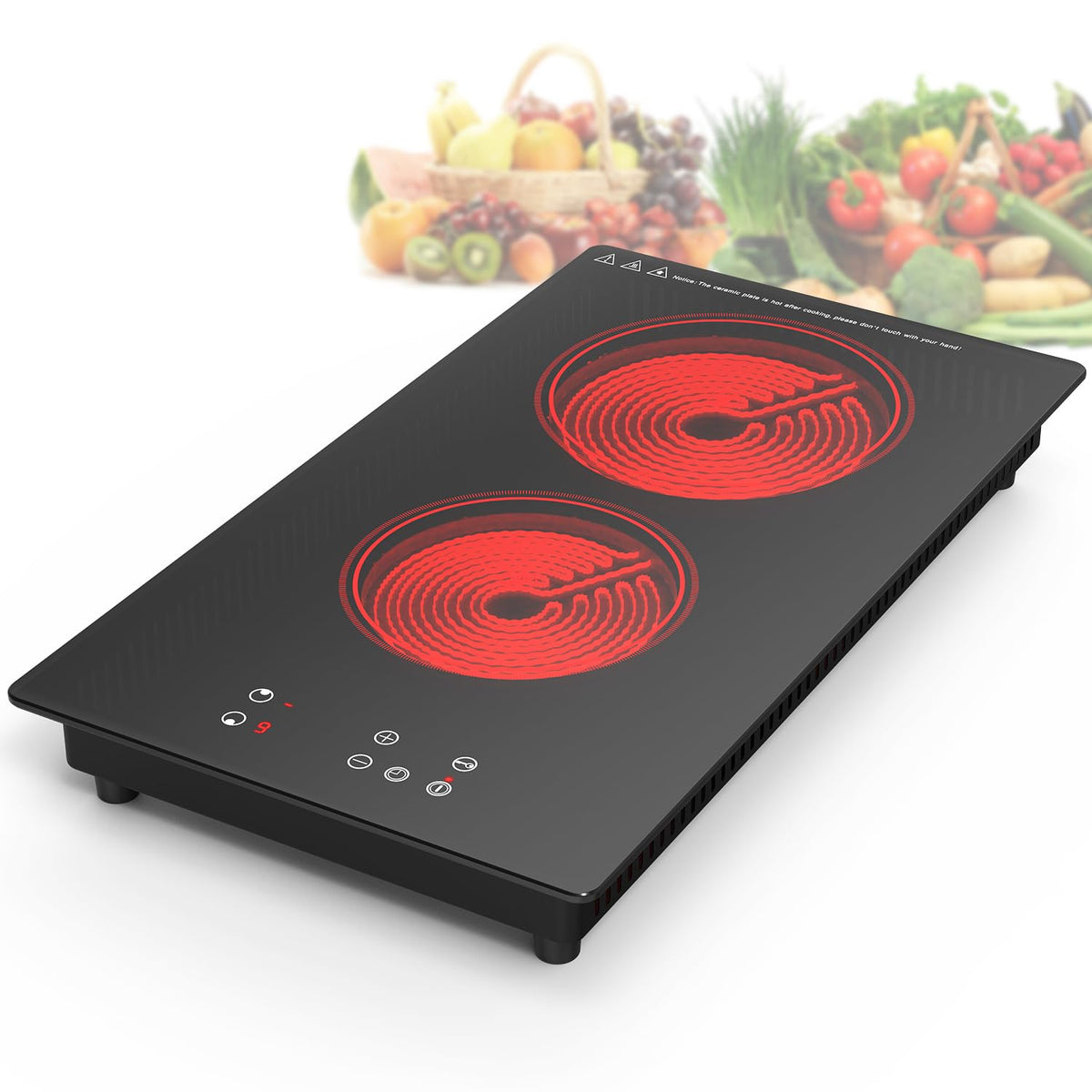4 Burner Electric Cooktop,7200W Built-in & Countertop 4 Burner Electric Stove Top with 9 Power Levels, Child Safety Lock & 99mins Timer, 30 inch