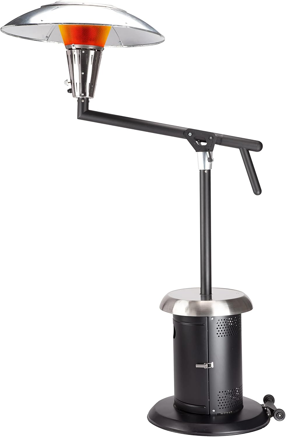Cuisinart Perfect Position Propane Patio Heater, 38,200 BTU Powerful Directional Stainless Steel Outdoor Heater with Hidden Tank and Drink Table