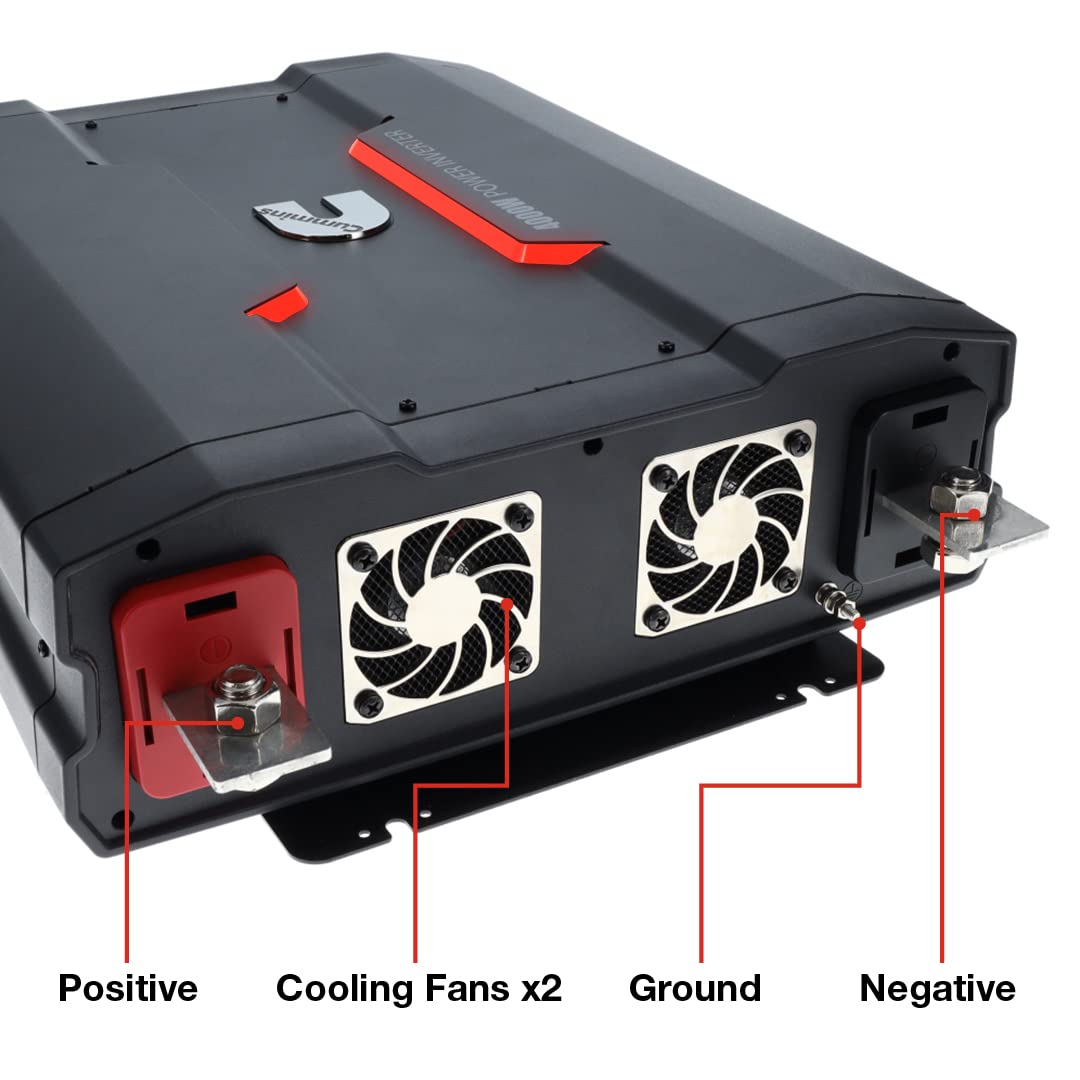 Cummins 5000 Watts Inverter Modified Sine Wave Truck Inverter 12 Volts to 110 Volts Four AC Outlets Two USB Ports (Plus Cable Kit)- CMN5000W