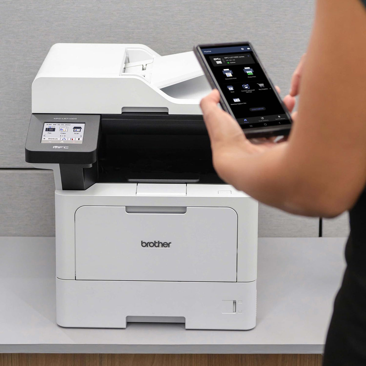 Brother Professional Laser Printer All-in-One with Scanner and Copier, High-Speed 50 ppm Monochrome Printing, Wireless Network Ready, Dual-Band WiFi