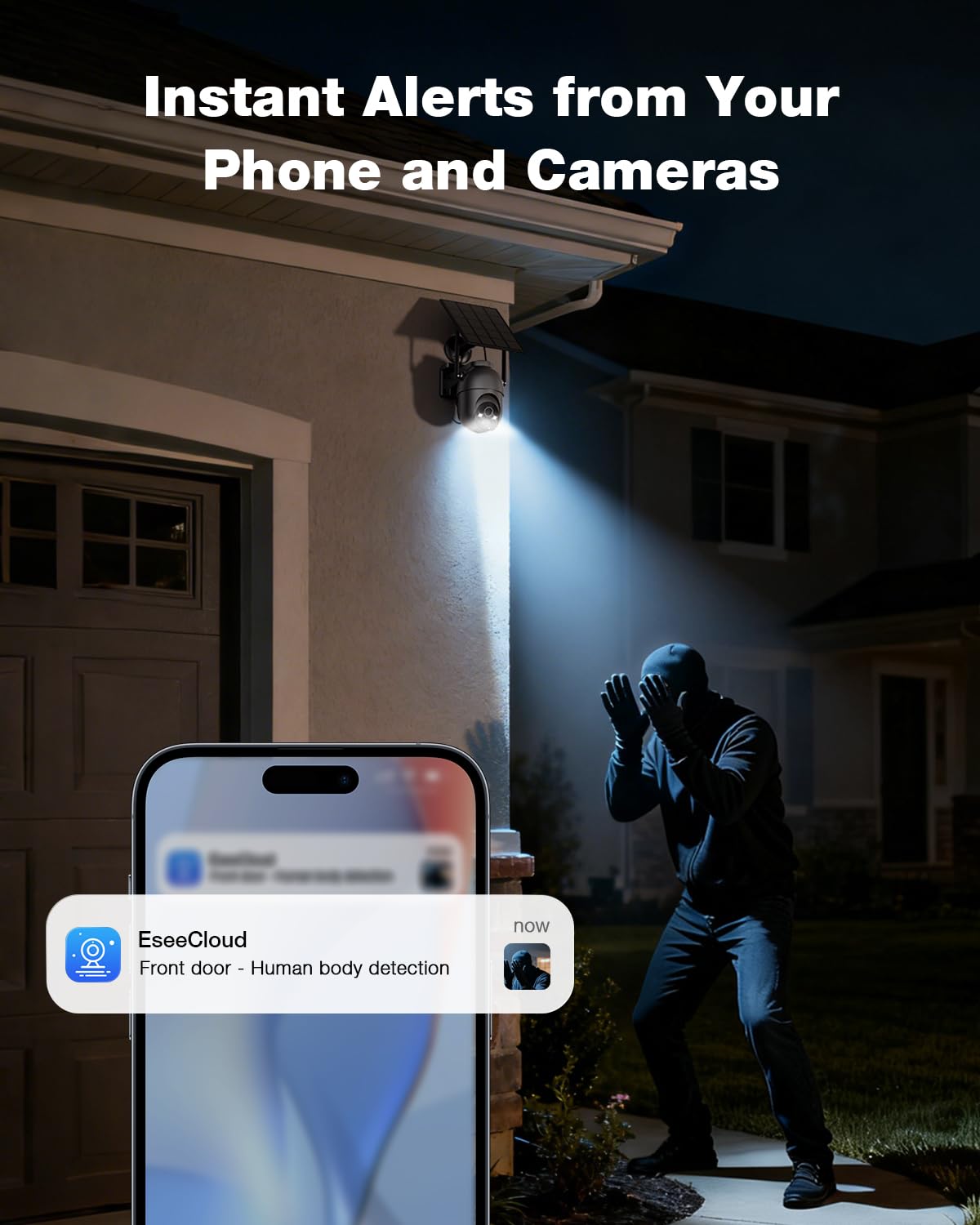 SEHMUA 4MP Solar Security Cameras Outdoor Wireless-4 Cam-Kit, No Monthly Fee, Colorful Night Vision, 360 PTZ Viewing, Centralized Control, Support