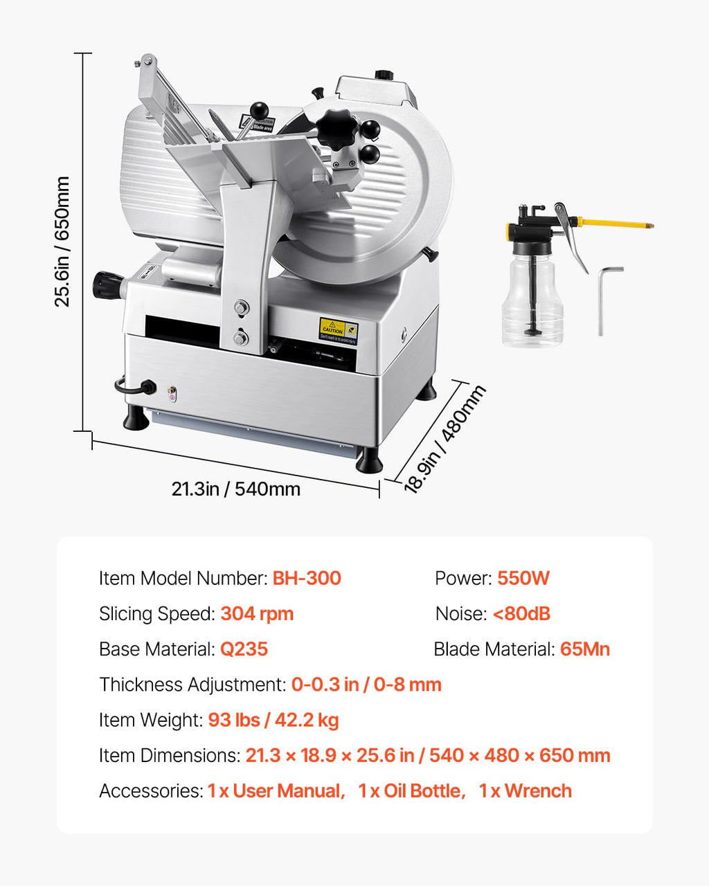 VEVOR Commercial Meat Slicer, 10 inch Electric Food Slicer, 240W Frozen Meat Deli Slicer, Premium Chromium-plated Steel Blade Semi-Auto Meat Slicer