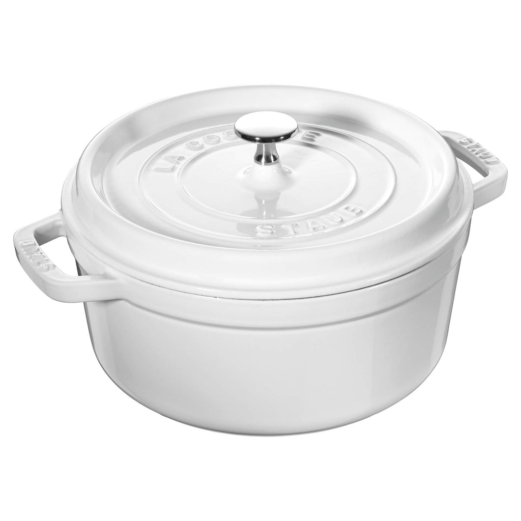 Staub Cast Iron 7-qt Round Cocotte - White Truffle, Made in France