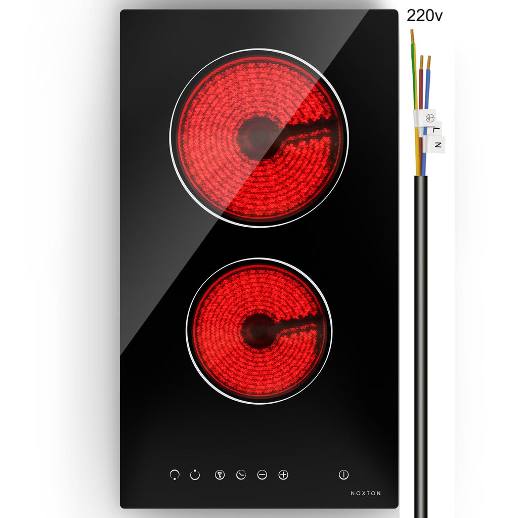 Noxton 30 Inch Electric Cooktop, 8400W 5 Burners Built-in Radiant Electric Stove Top, Slider Control, 9 Power Levels, Child Safety Lock, Timer, 220