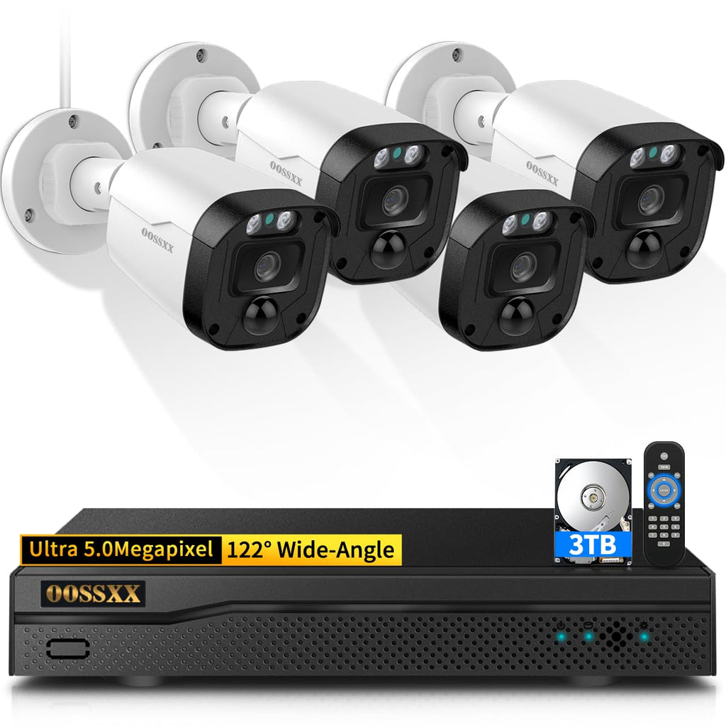 OOSSXX 5MP Definition Full HD Wired Security Camera System Outdoor AHD Dome Bullet Home Video Surveillance Cameras CCTV Camera Security System
