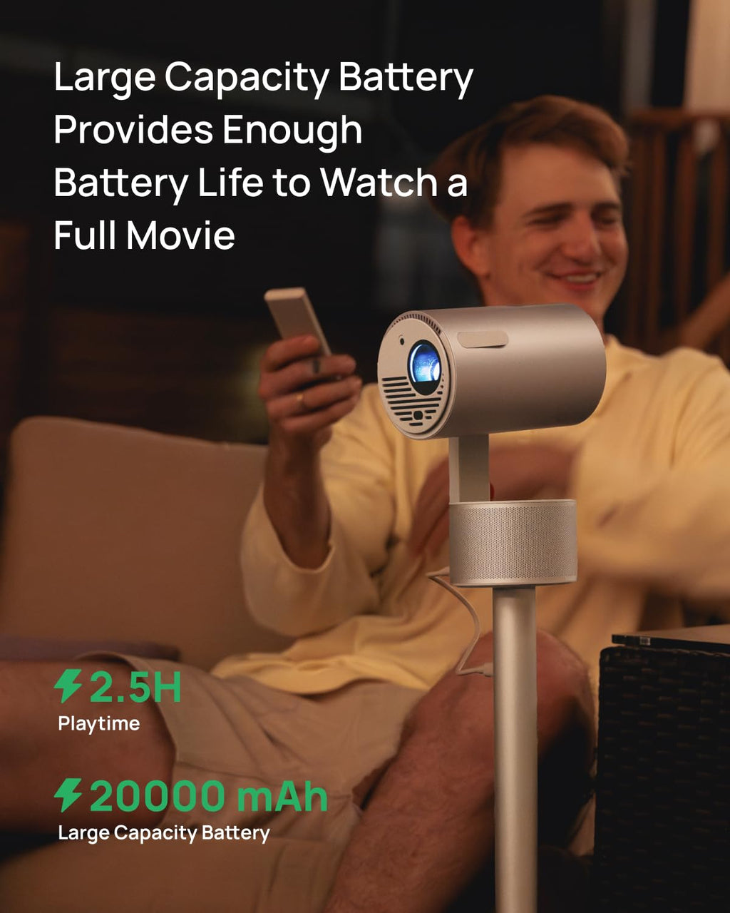 XGIMI MoGo 3 Pro NEW Outdoor Projector with PowerBase Stand, 2.5hrs Battery, Google TV with Licensed Netflix, Build-in Adjustable Stand, 450 ISO
